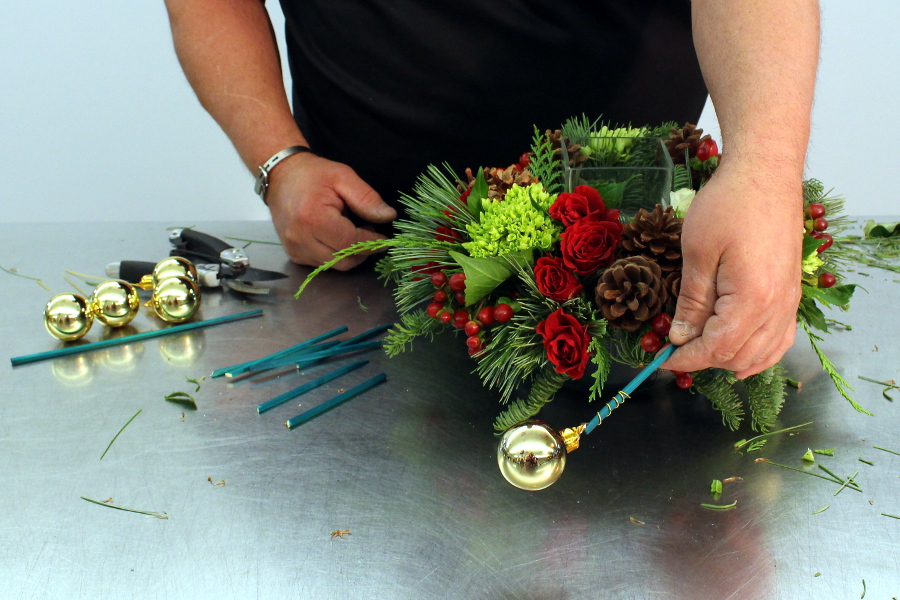 How to make ornament floral picks for centerpiece
