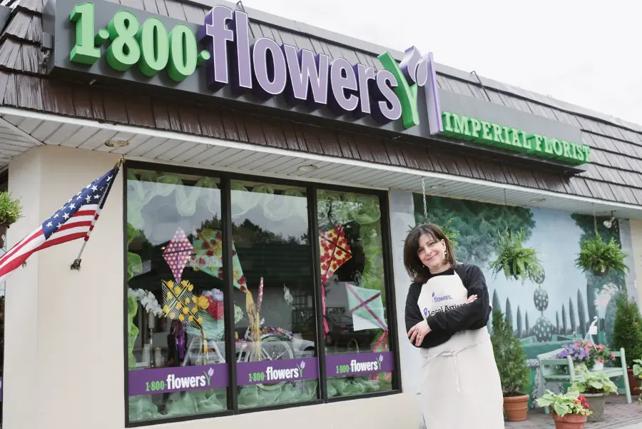 Ann Marie Pierce in Front of Her Baldwin, NY Flower Shop